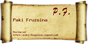 Paki Fruzsina névjegykártya